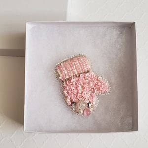 Pink mutten brooch